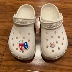 CROCS Kids White Clogs with Sports Charms Size C13